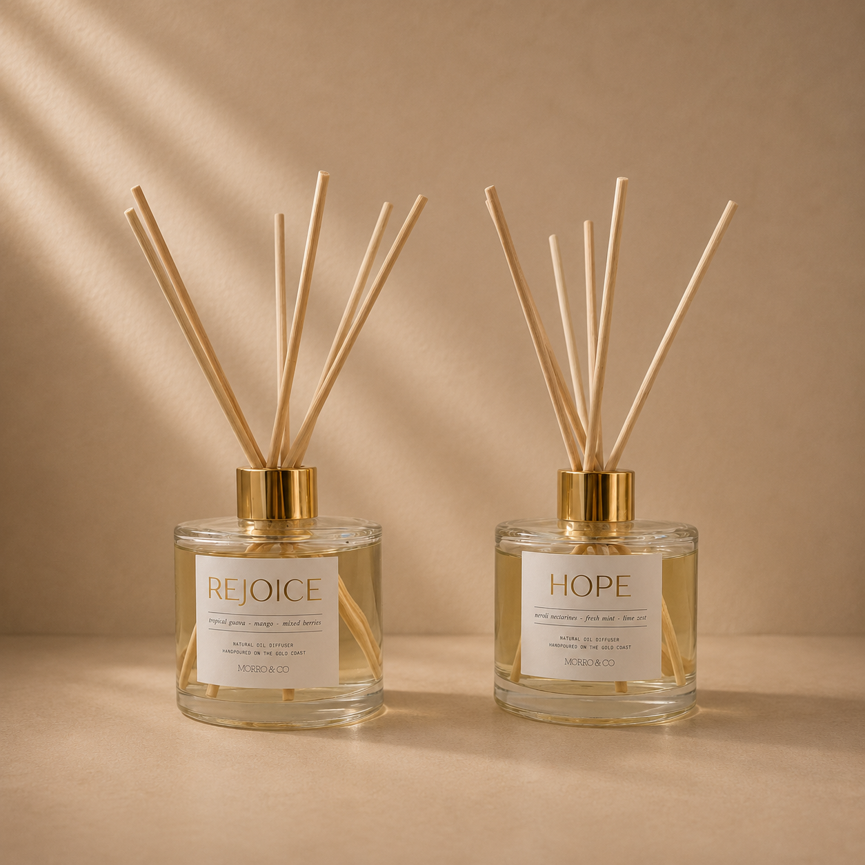 Morro & Co build your own diffuser set with two 200ml natural reed diffusers