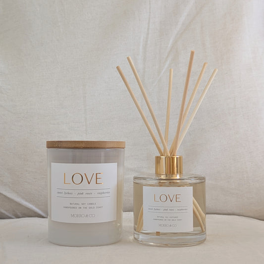 LOVE candle and diffuser