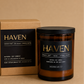 Morro & Co men's haven candle with packaging on a beige background