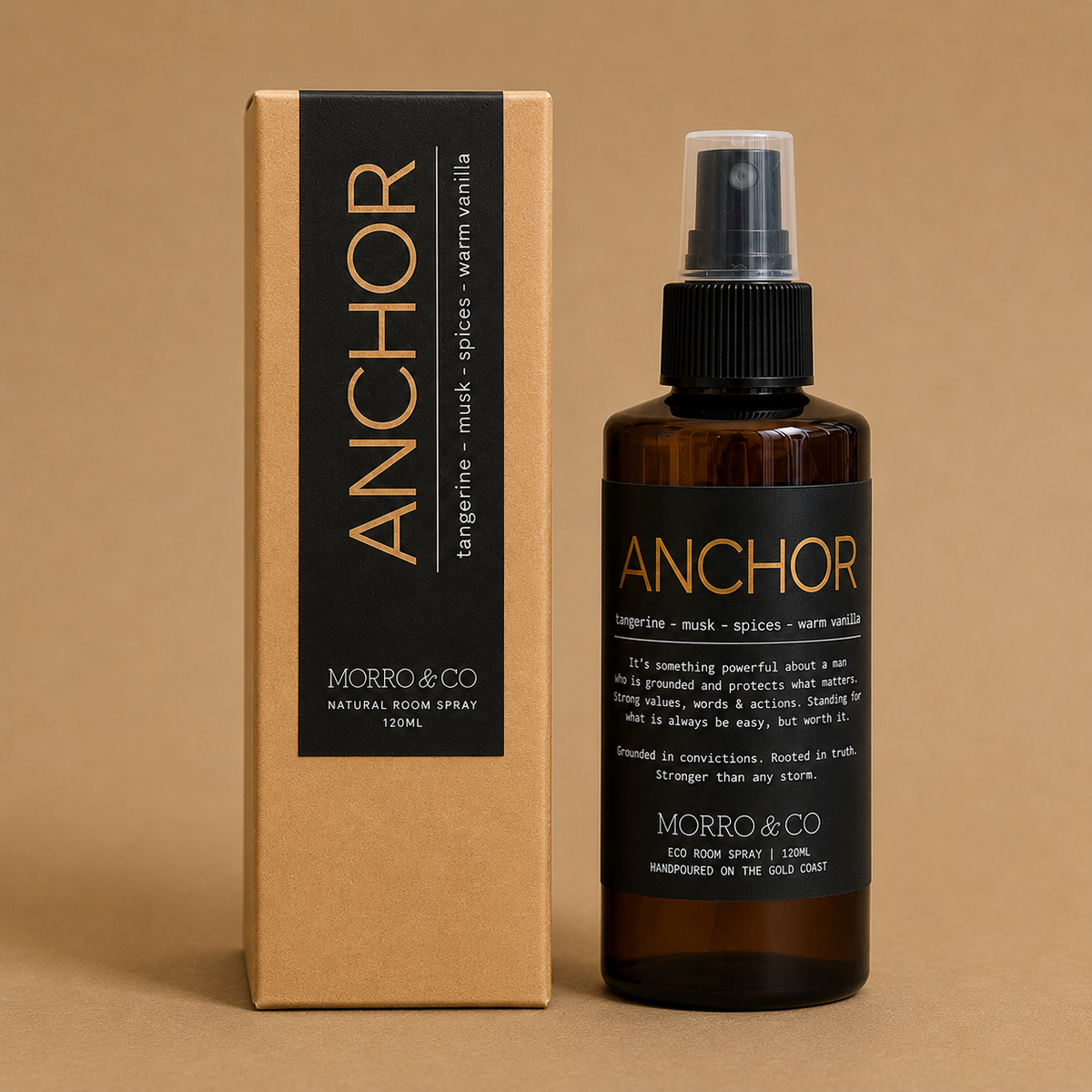 ANCHOR men's room spray with tangerine, musk, spice and warm vanilla by Morro & Co