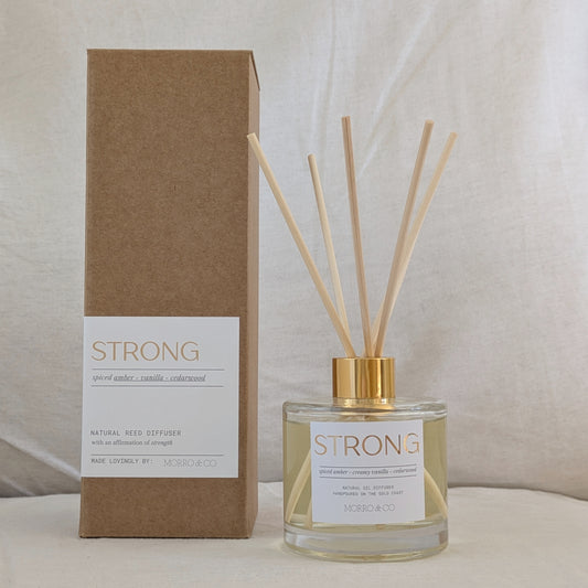 STRONG : spiced amber + vanilla + cedar