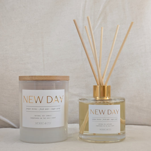 NEW DAY : mint + lime + juniper berries