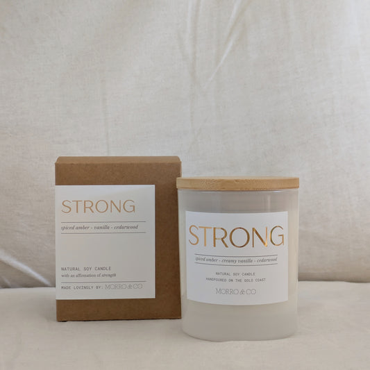 STRONG : spiced amber + vanilla + cedar
