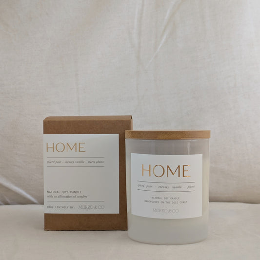 HOME : spiced pear + sweet plums + vanilla