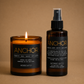 Morro & Co ANCHOR men's candle and room spray in warm tangerine, musk, spice and vanilla fragrance