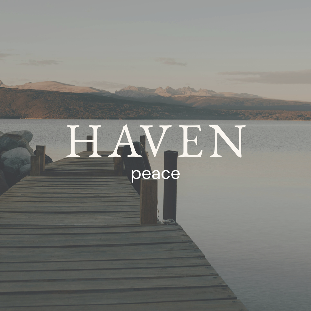 HAVEN men's candle fragrance by Morro & Co, representing peace against a calm waterside backdrop.