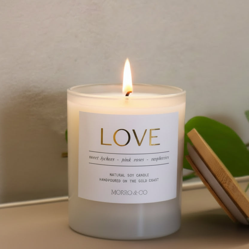 Two diffusers with 'LOVE' labels on a neutral background