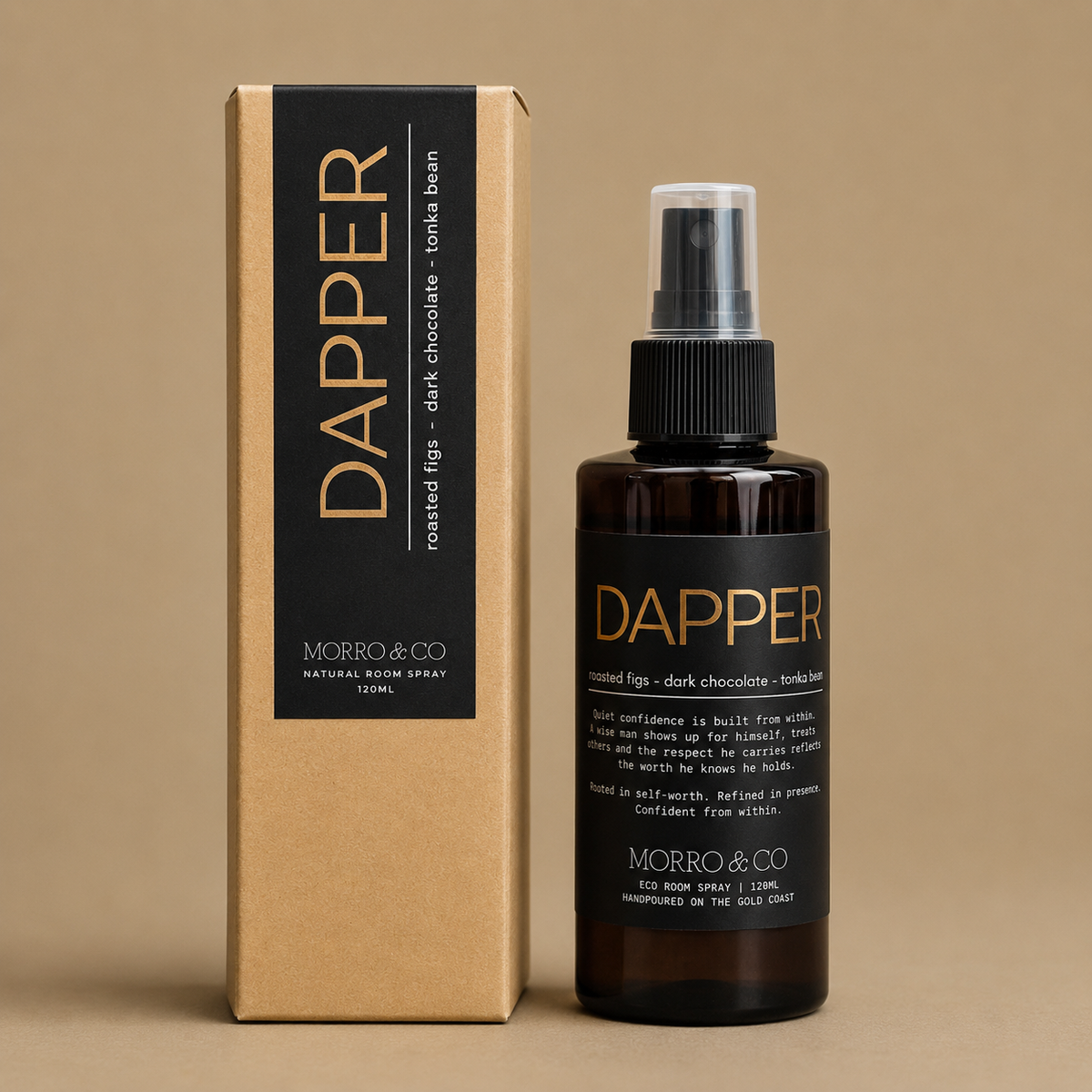 Morro & Co DAPPER men's room spray with warm refined fragrance