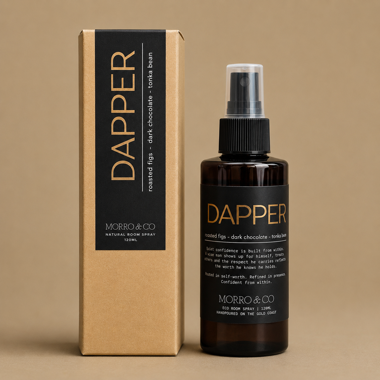 Morro & Co DAPPER men's room spray with warm refined fragrance