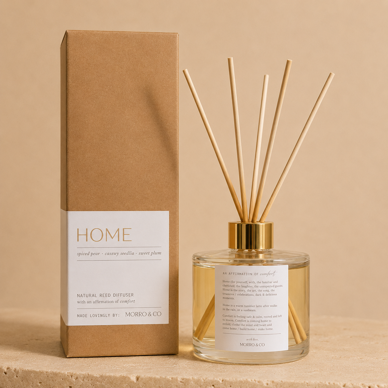 Morro & Co HOME eco reed diffuser comforting affirmation