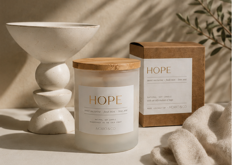 Morro & Co HOPE candle created to encourage hope and conversation