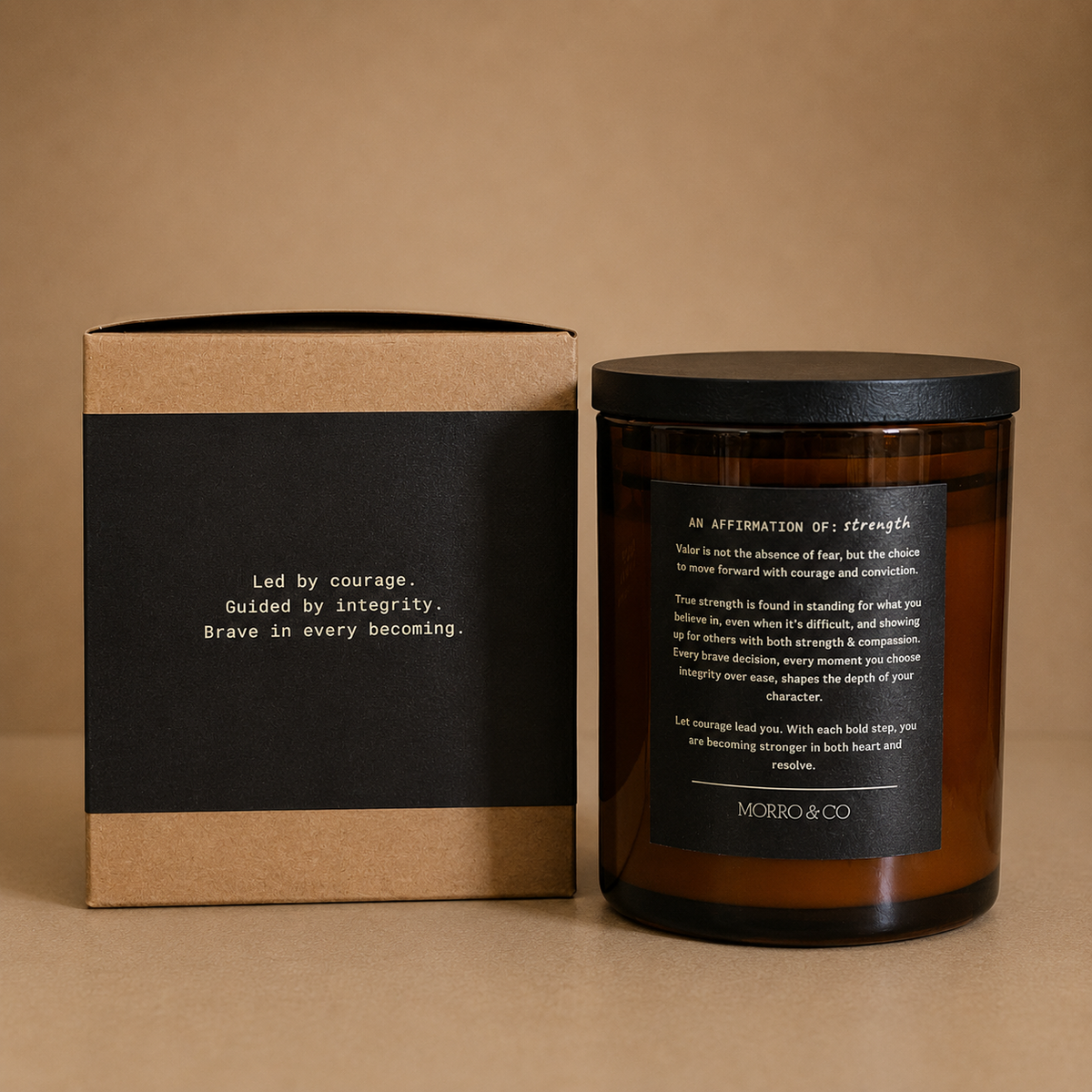 Morro & Co Men's Strong candle with affirmation of strength