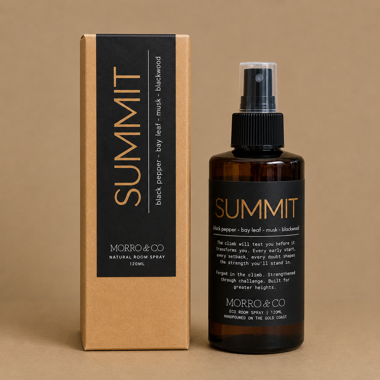 SUMMIT men's room spray with black pepper, bay leaf, musk and blackwood by Morro & Co